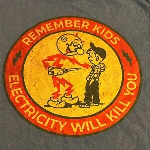 Reddy Kilowatt “Remember Kids Electricity Will  Kill You” T-Shirt ⚡️ Size Small